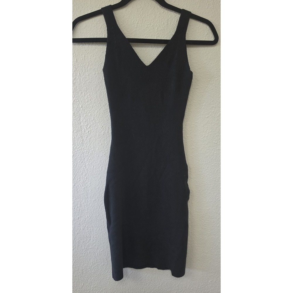 Abercrombie & Fitch Sleeveless Mini Dress XXST Black Ribbed V-Neck Bodycon